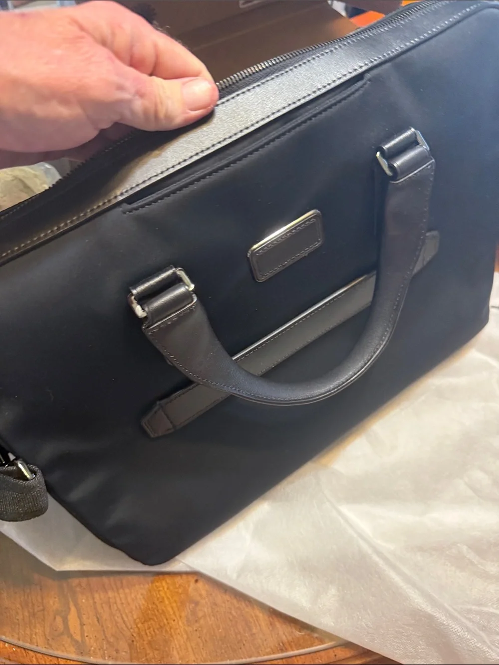 Tumi Black Men's Briefcase Laptop Bag Harrison Barnes Black leather Brand New